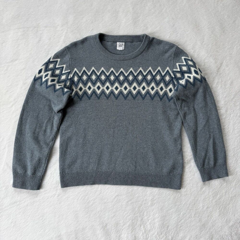 Gap Factory Kids Fair Isle Blue Pattern Knit Sweater Size XXL (14-16)